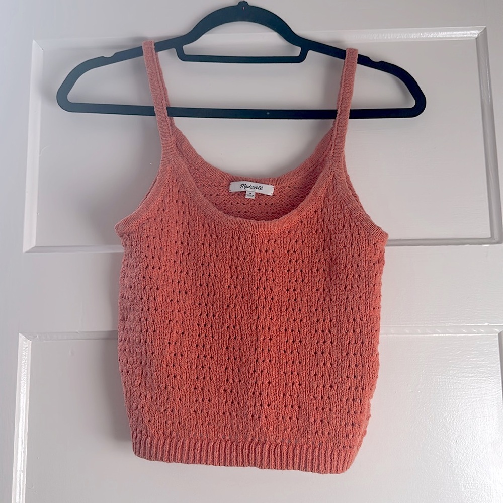Madewell Open Stitch Orange Knit Women's Tank Top EUC Small - Picture 2 of 7